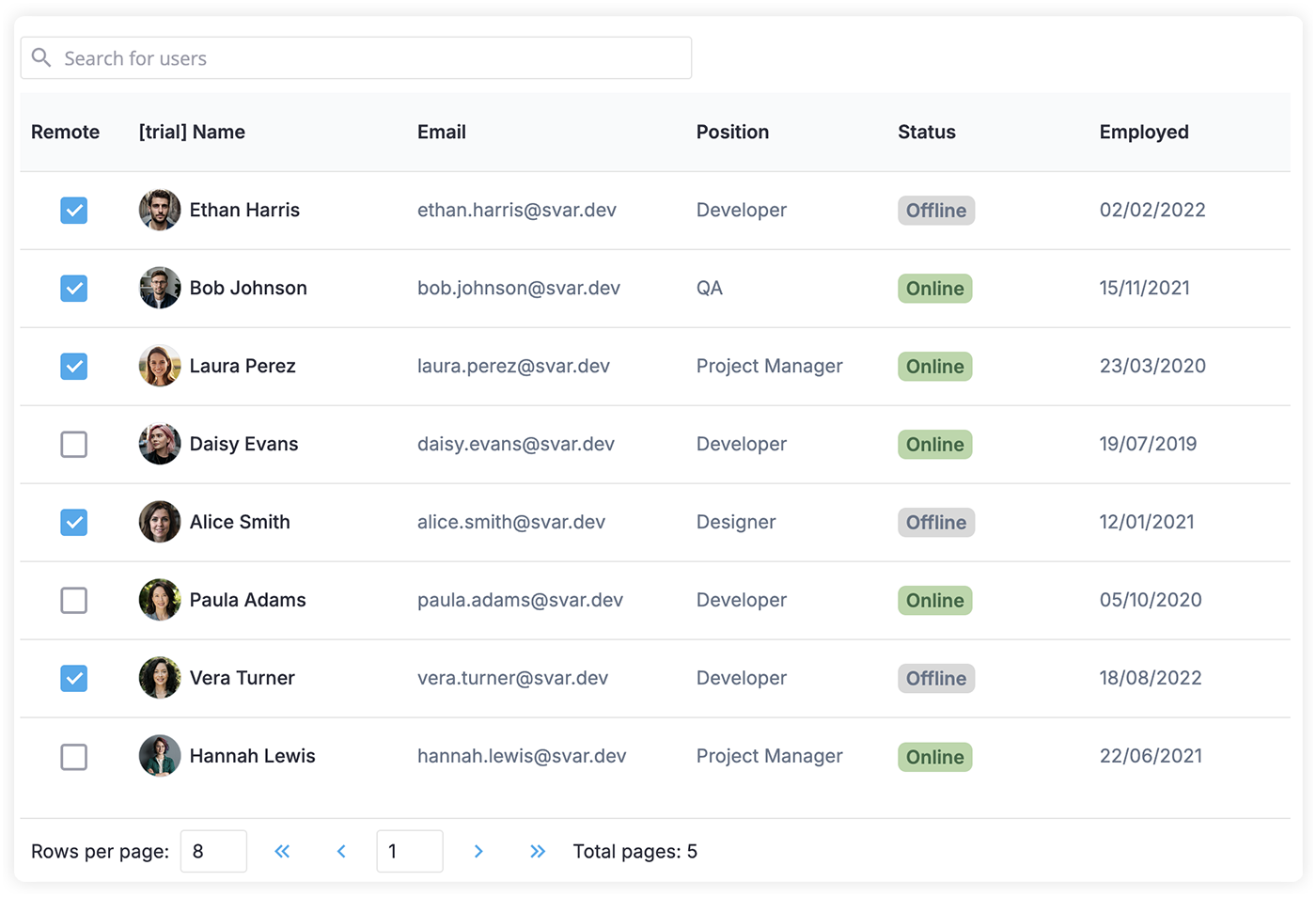 Svelte Data Table Demo