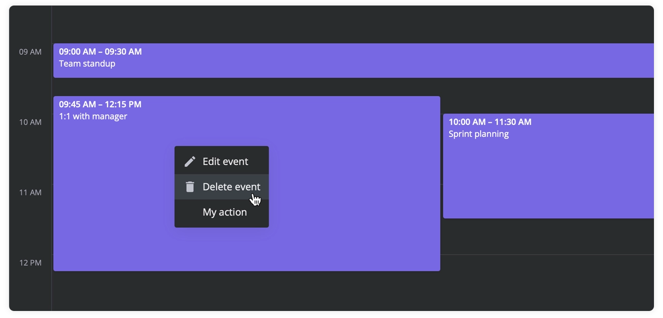 Contex Menu in SVAR Calendar