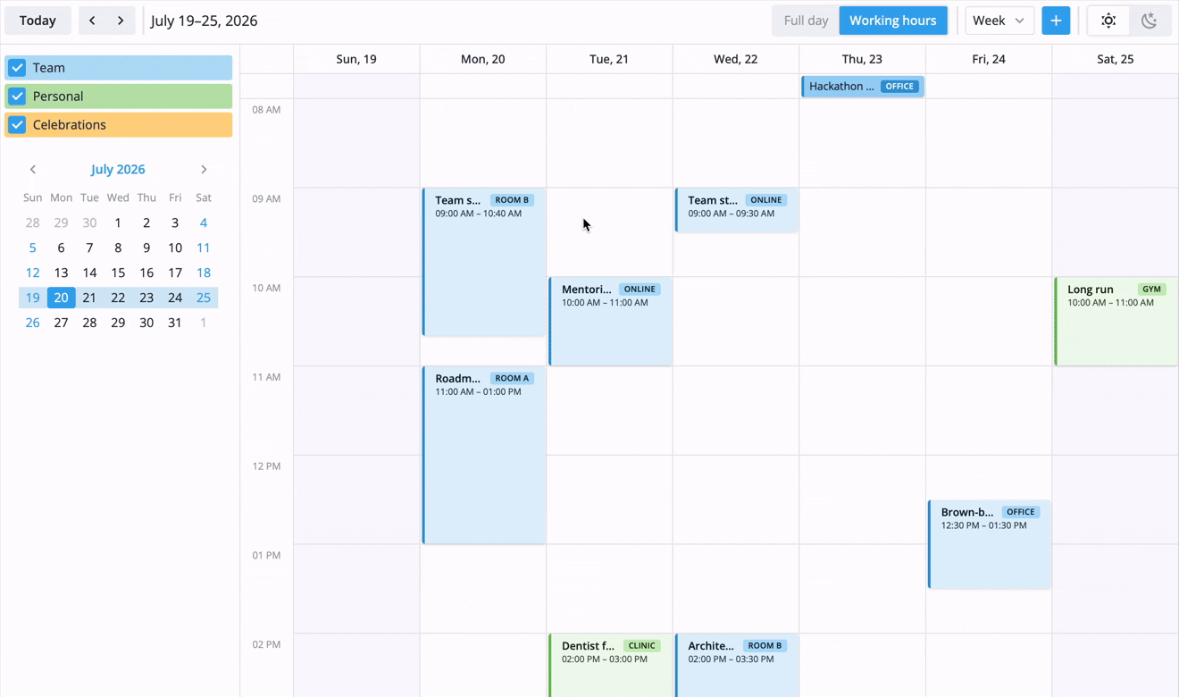 SVAR Calendar with Built-in Editor