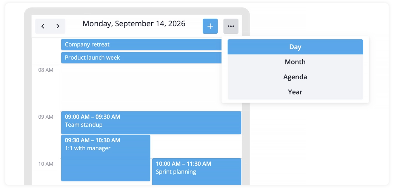 SVAR Calendar for Svelte, React, Vue - Mobile mode