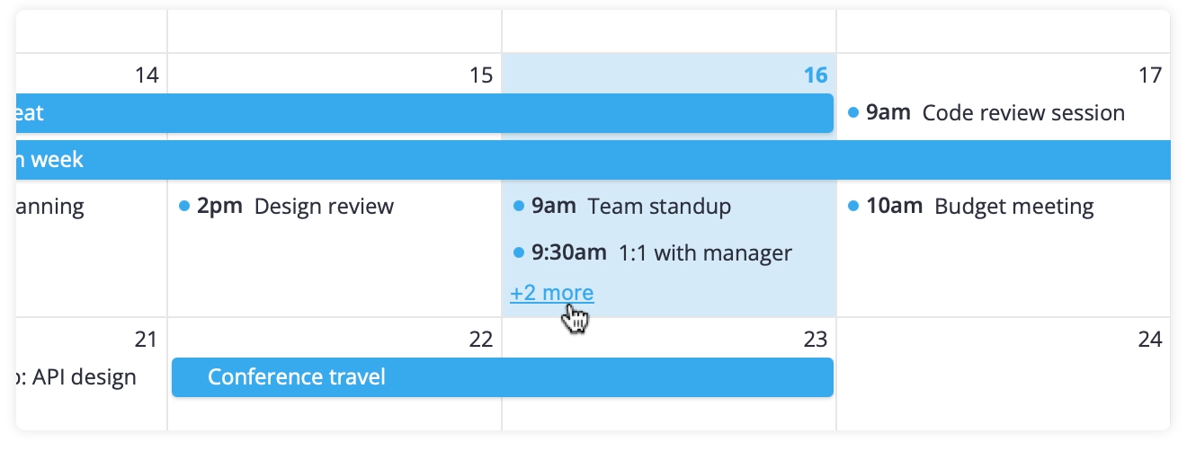 SVAR Calendar for Svelte, React, Vue - Month view