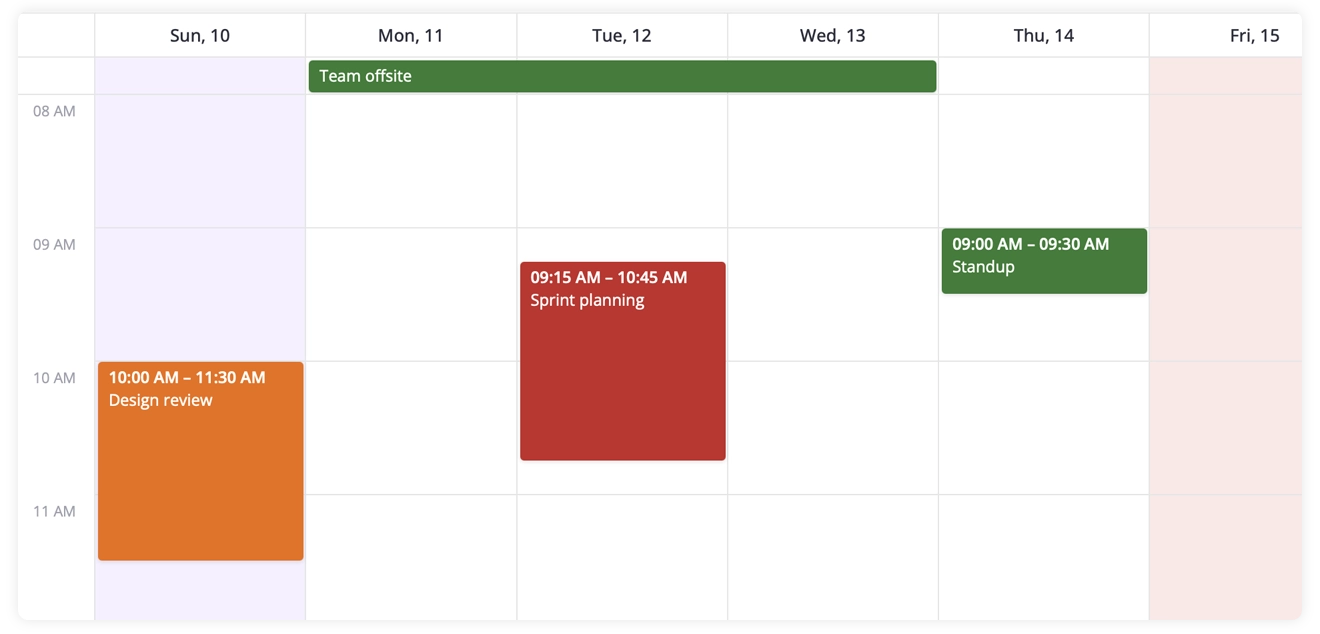 Custom style in SVAR Calendar