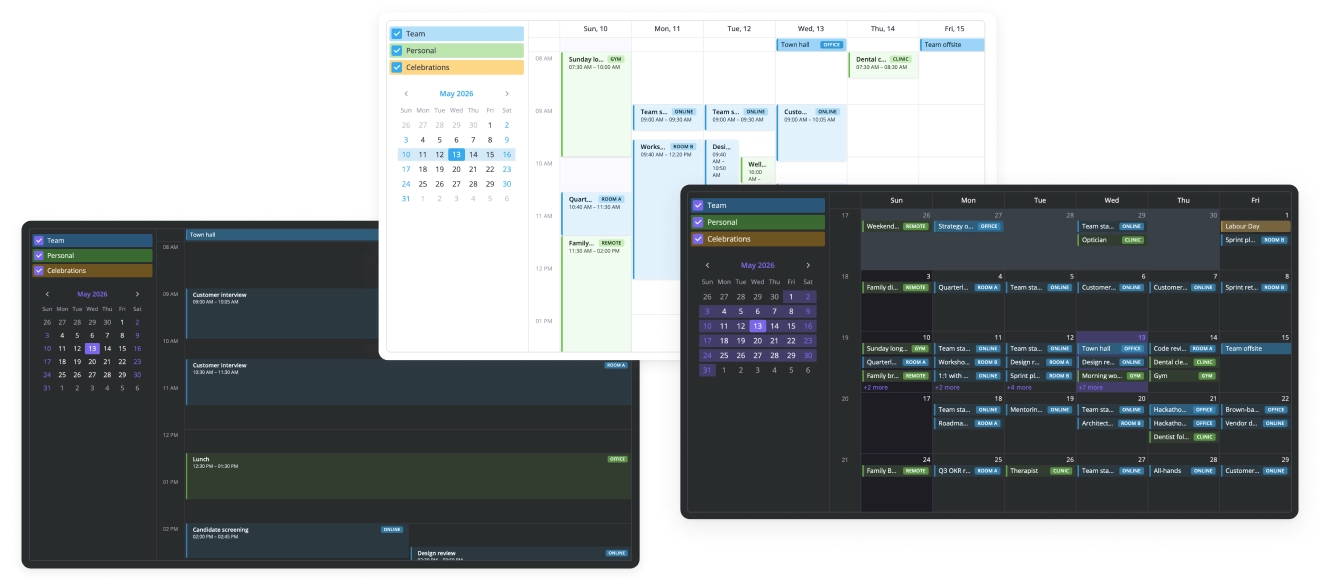 Day, Week, and Month Views in SVAR Calendar