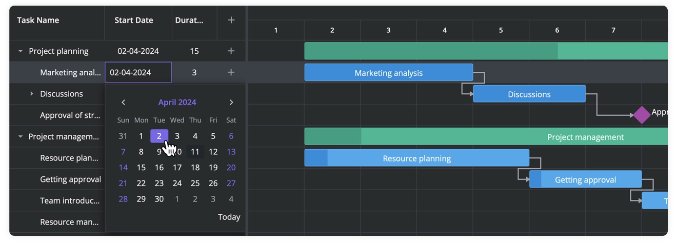 Svelte Gantt - DatePicker