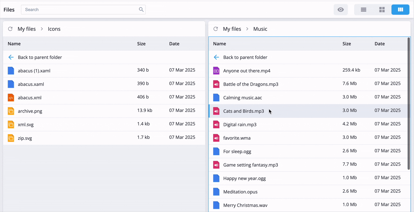 SVAR Vue File Manager - Context Menu