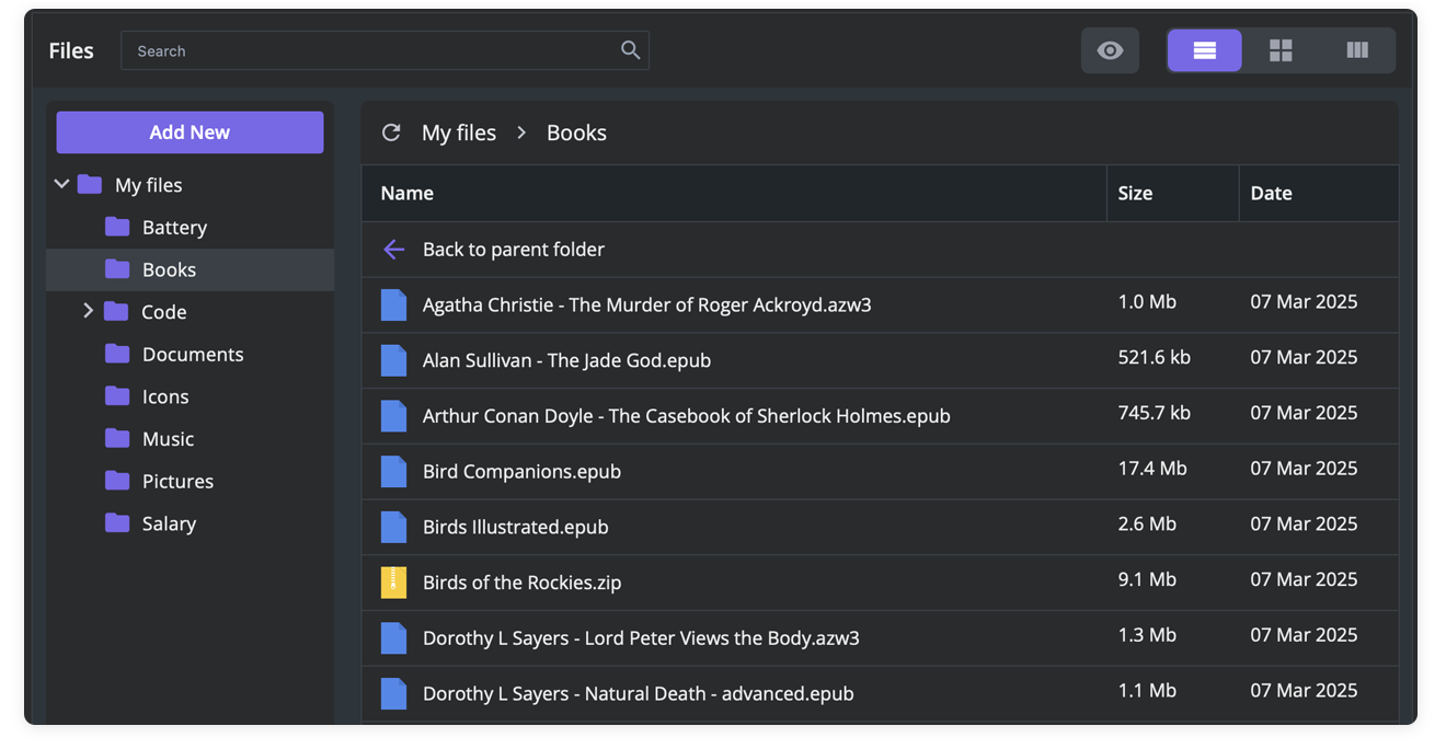 SVAR React File Manager - Dark Theme