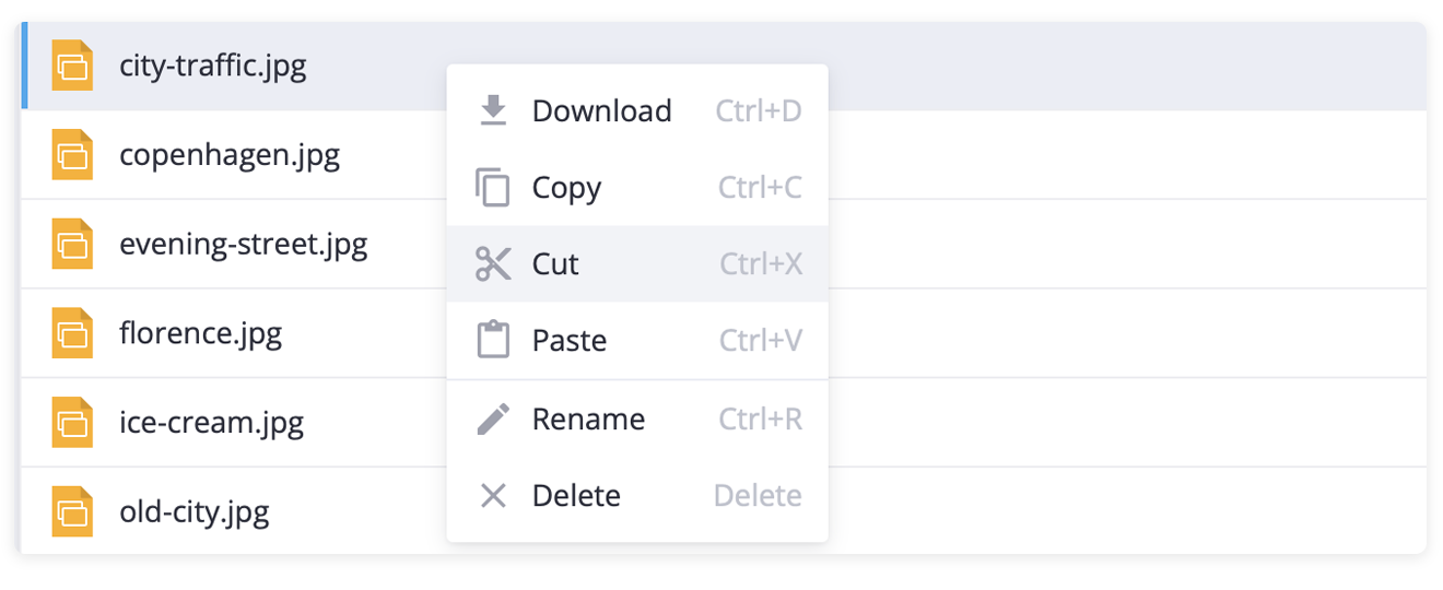 SVAR React File Manager - Context Menu