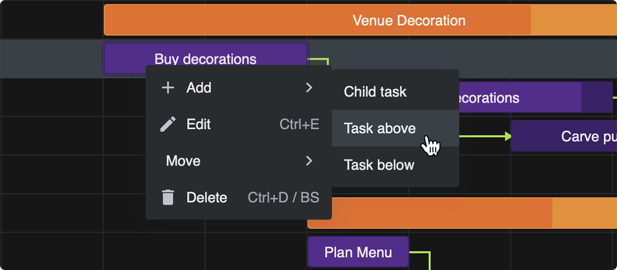 React Gantt Chart - Context Menu