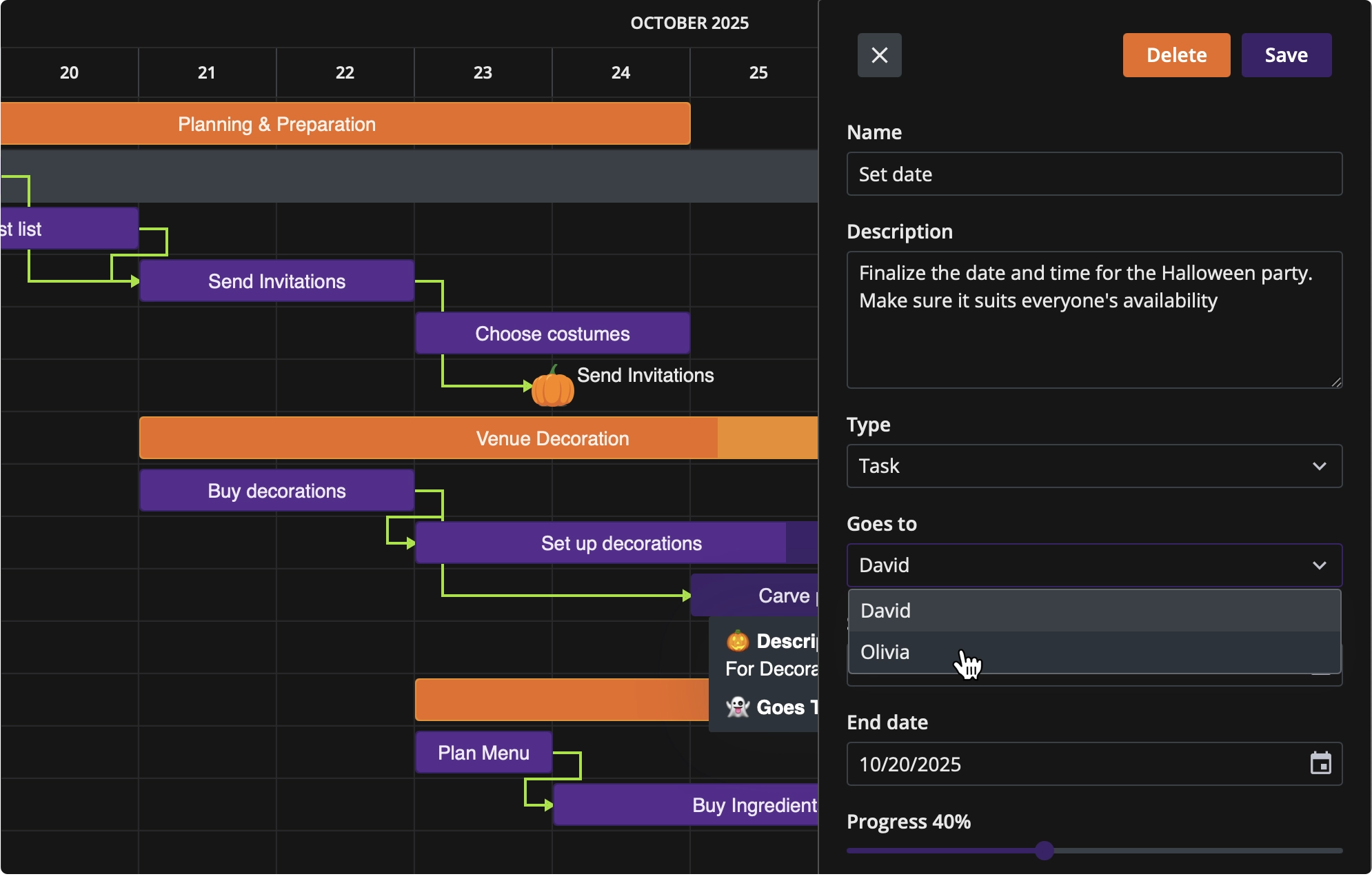 React Gantt Chart - Task Edit Form