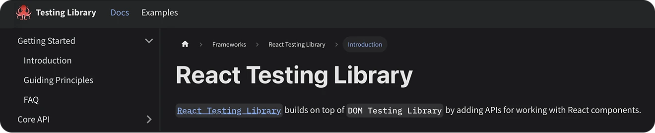 React Testing Library - Screenshot