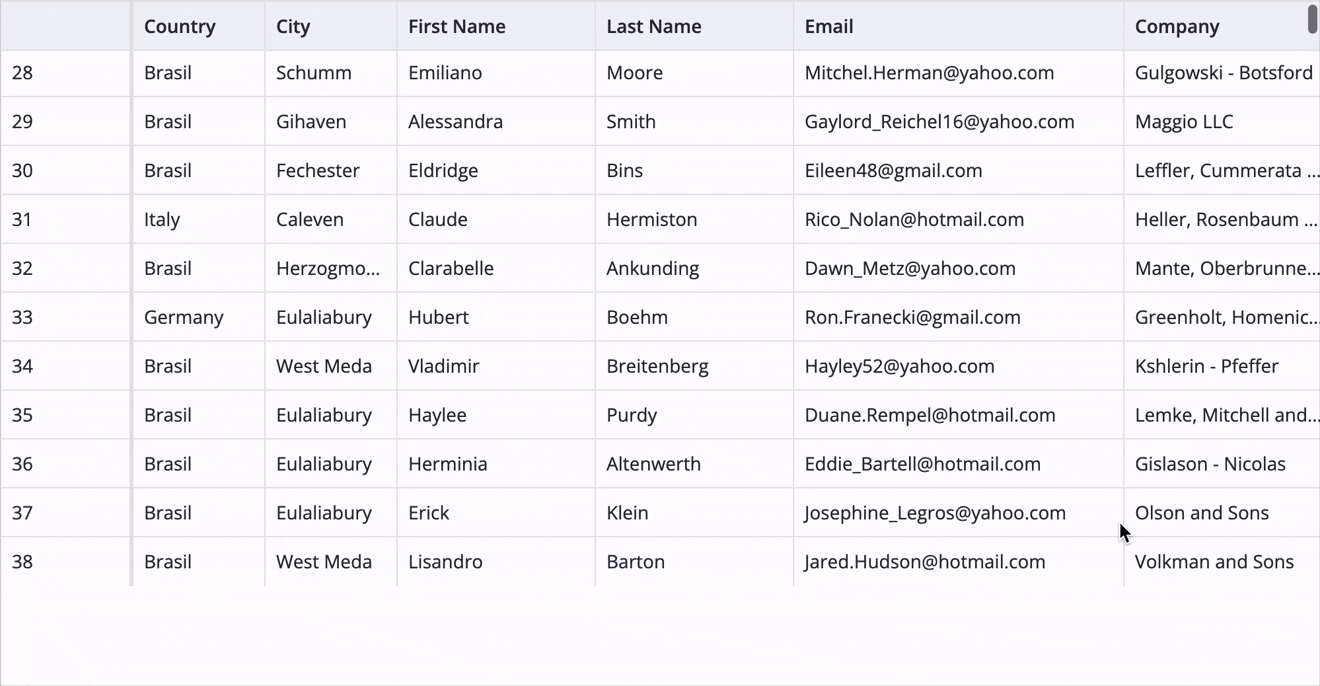 Data grid virtualization demo
