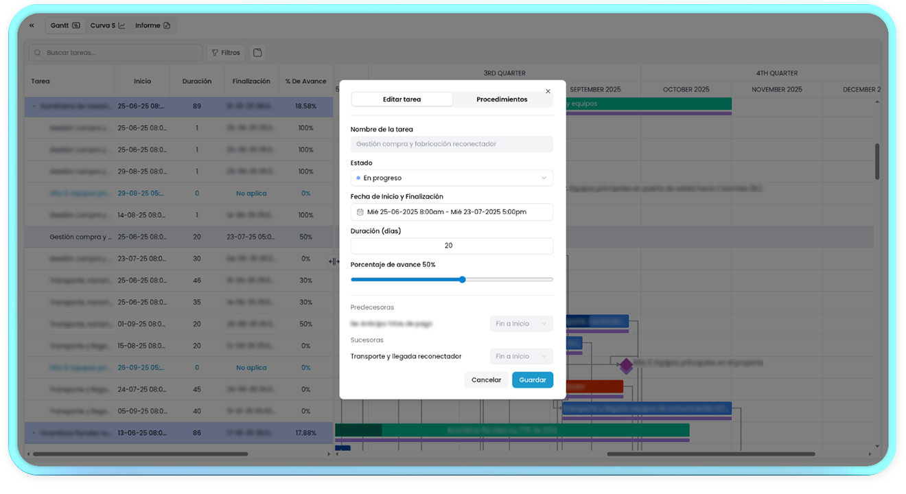 SVAR React Gantt in Solenium App - Edit Form