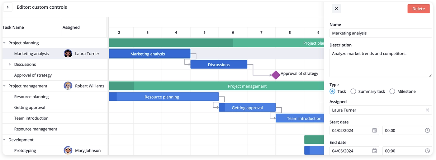 Svelte Gantt Chart - Task Editor