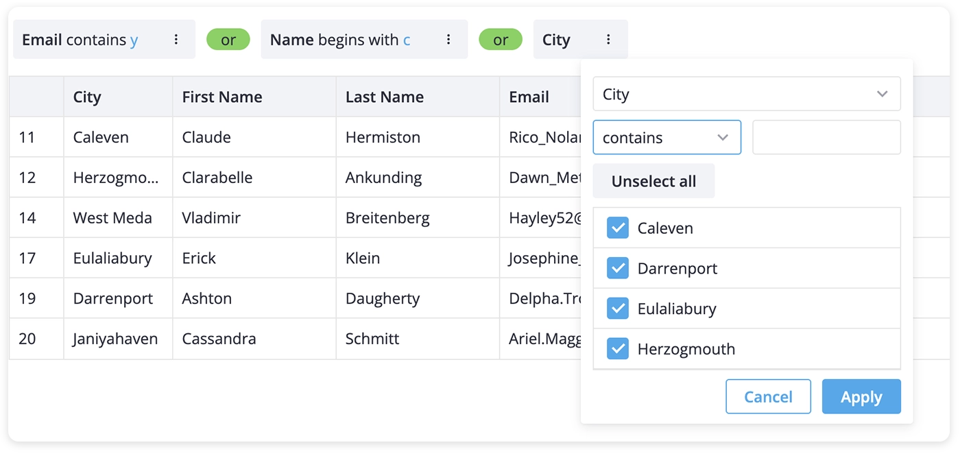 Svelte DataGrid - Advanced Filtering