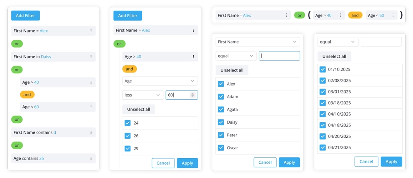 SVAR Vue Filter - Query Builder Interface