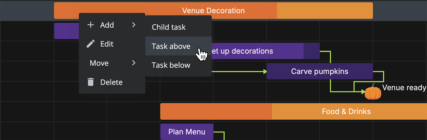 Svelte Gantt Chart - Context Menu