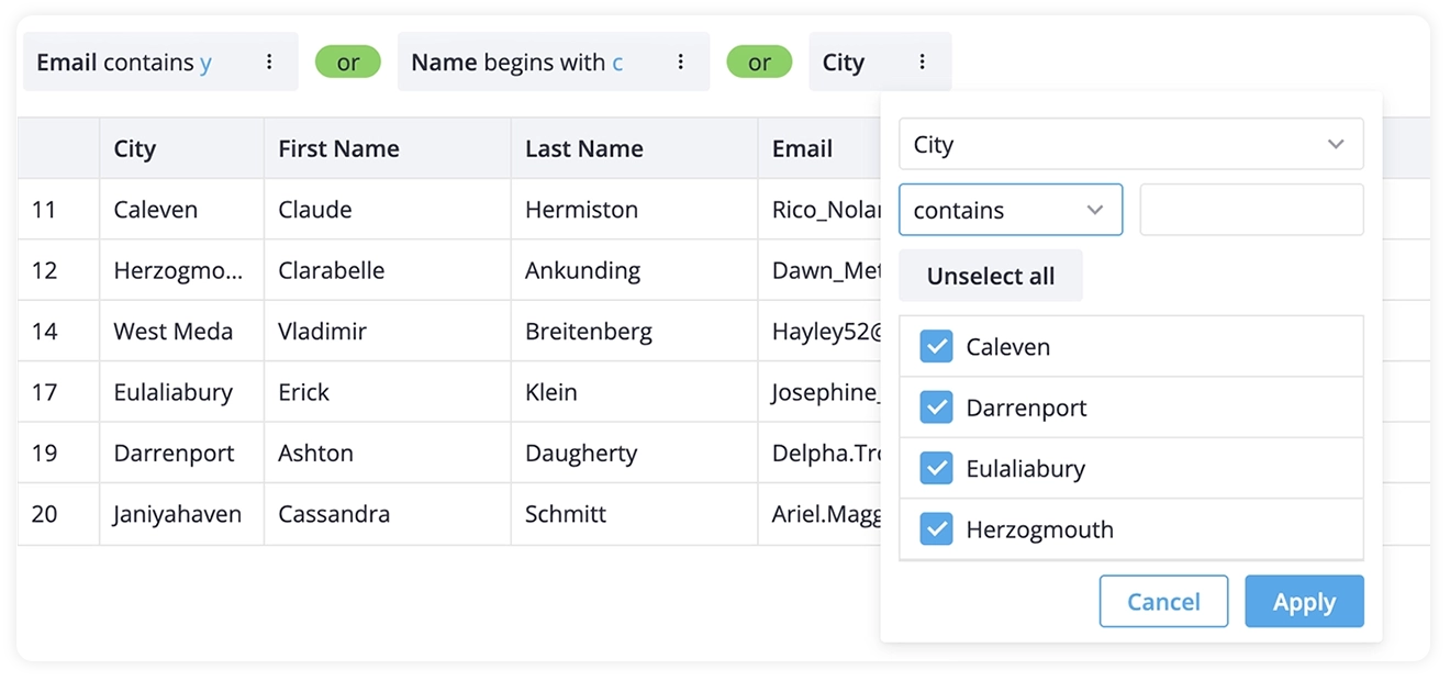 SVAR Vue DataGrid - Advanced Filtering Interface