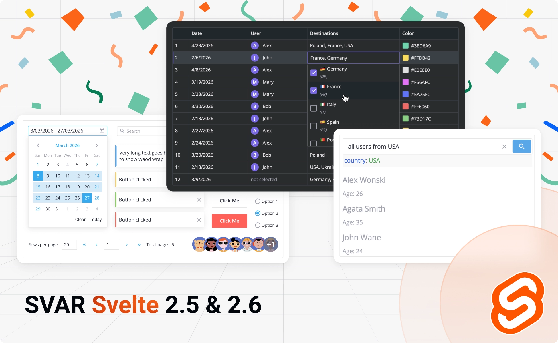 SVAR Svelte Library Updates: Core & Filter v2.5, DataGrid v2.6