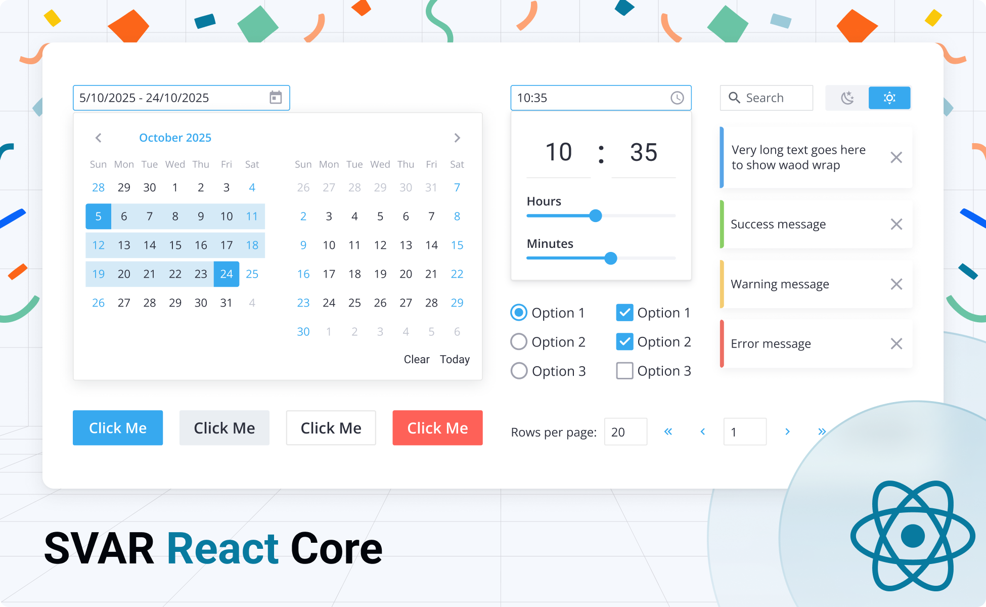 SVAR React Core Library Released with 20+ Basic Components
