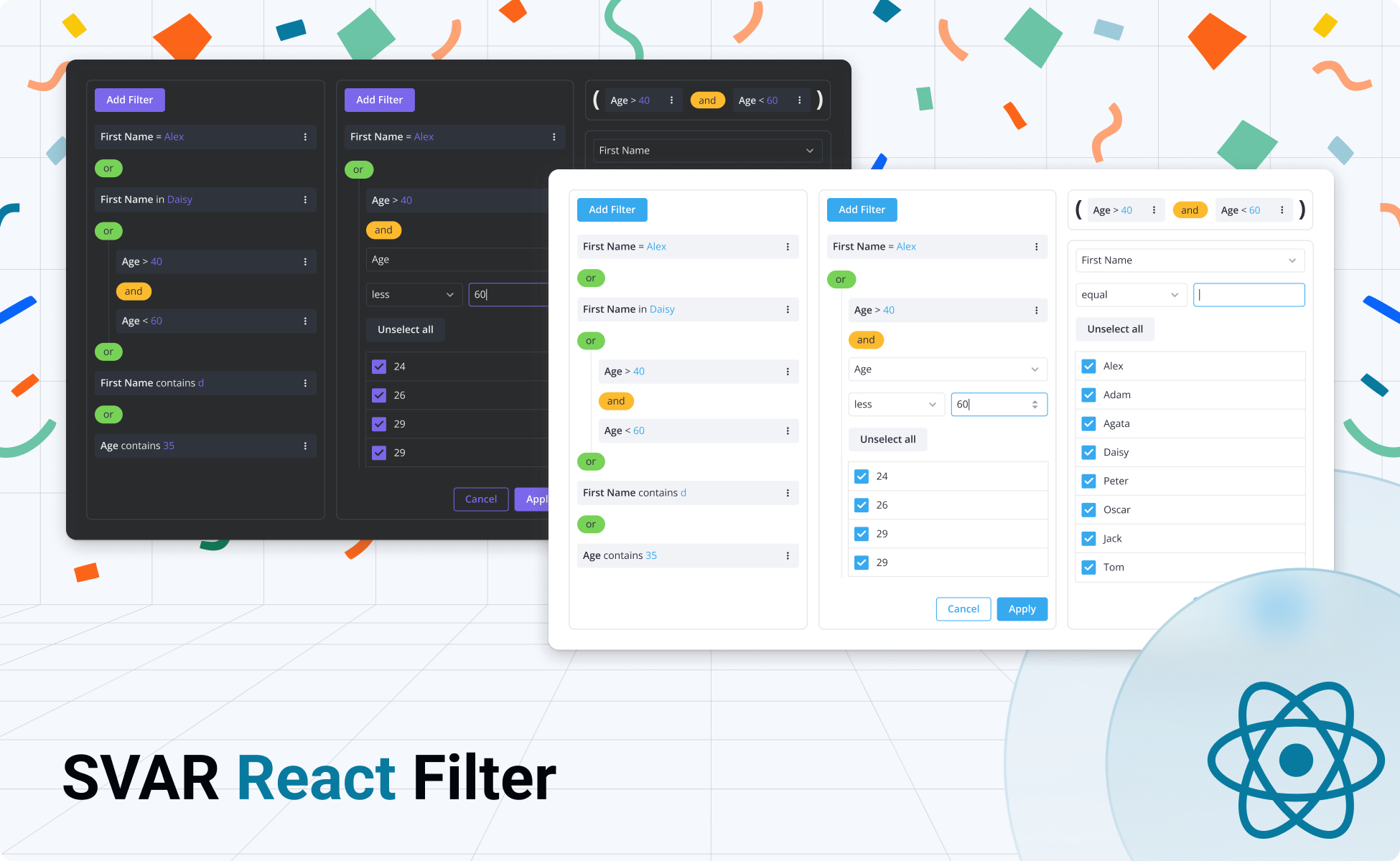 SVAR React Filter: Flexible & Intuitive Query Builder
