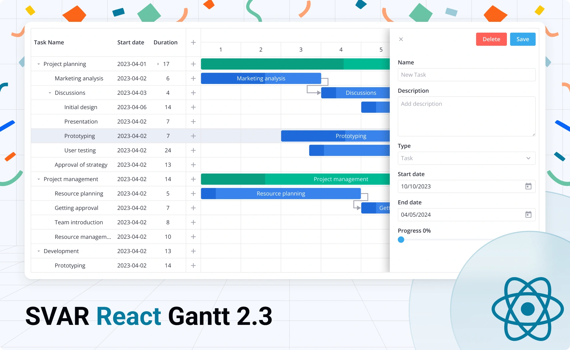 SVAR React Gantt v2.3 Released on GitHub with React 19 Support
