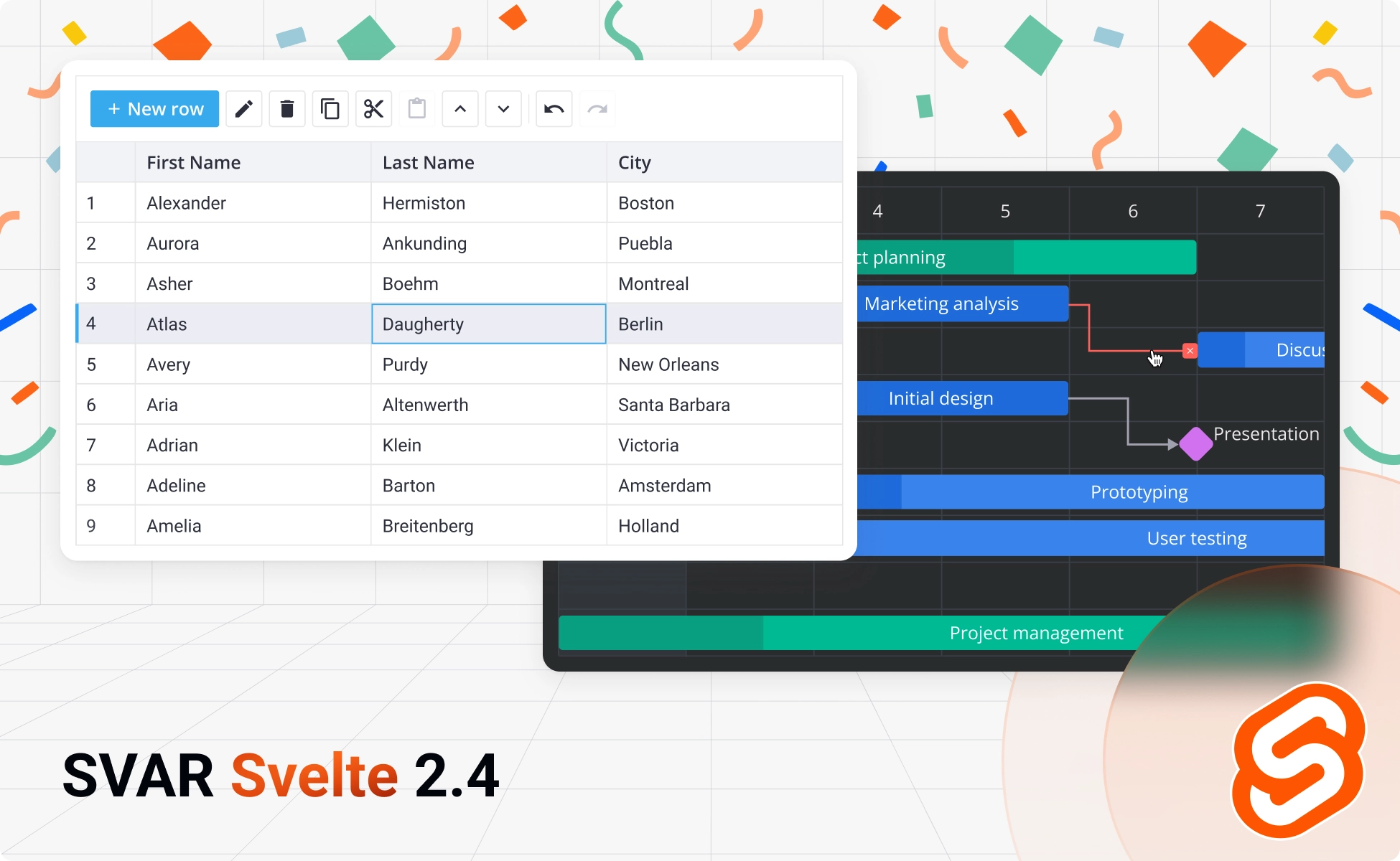 SVAR Svelte v2.4: Improved UI and More Flexibility for Core, DataGrid, and Gantt