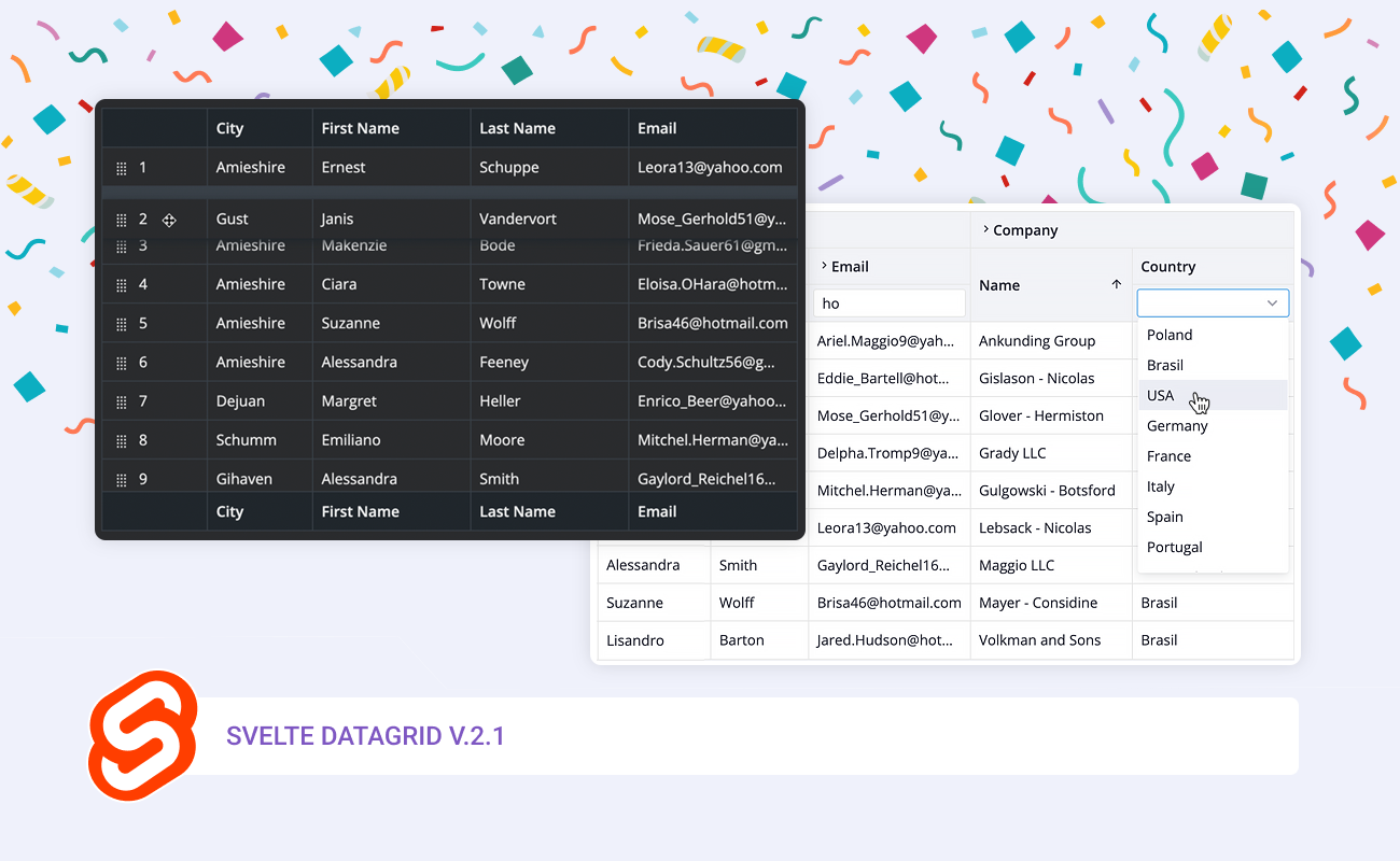 SVAR Svelte DataGrid v2.1 - More Powerful Data Table for Svelte 5