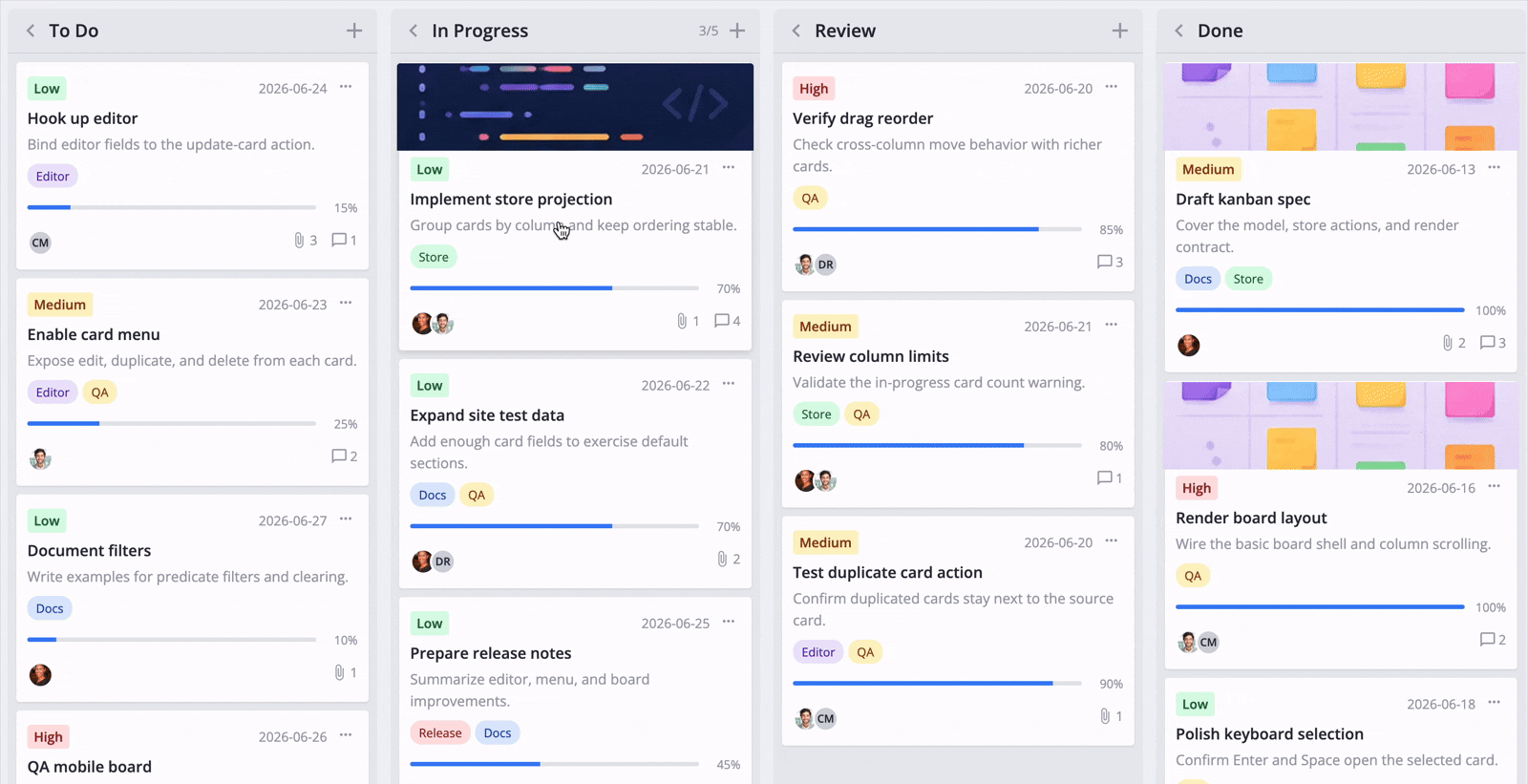 SVAR Vue Kanban Board Preview