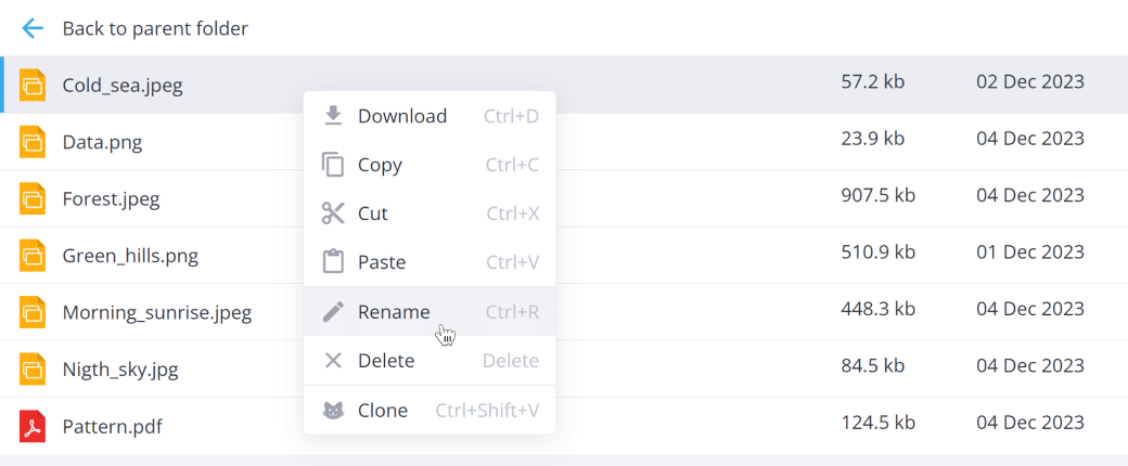 Customizable context menu