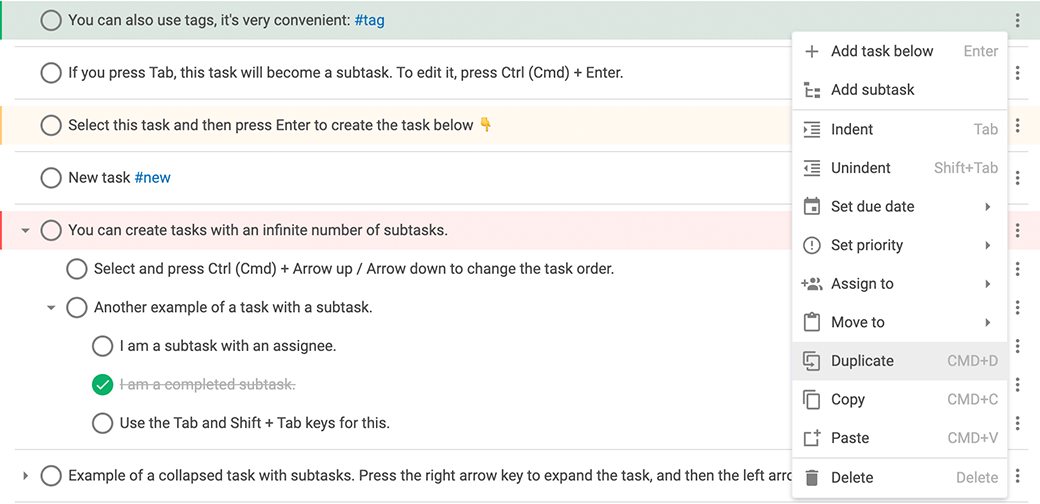 Keyboard shortcuts